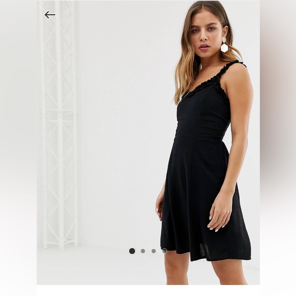ASOS New Look Black Sundress With Ruffle Edge